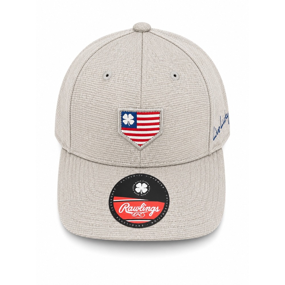 Rawlings Black Clover Youth Hat Grey Live Lucky All-Star Woven Patch Flexfit Cap